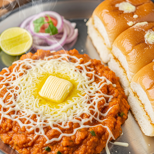 ચીઝ બટર પાવભાજી (૧ પ્લેટ)